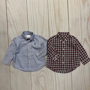 Lot Of 2 Polo Ralph Lauren Baby Boys 9 Months Button-Down Long-Sleeve Shirt